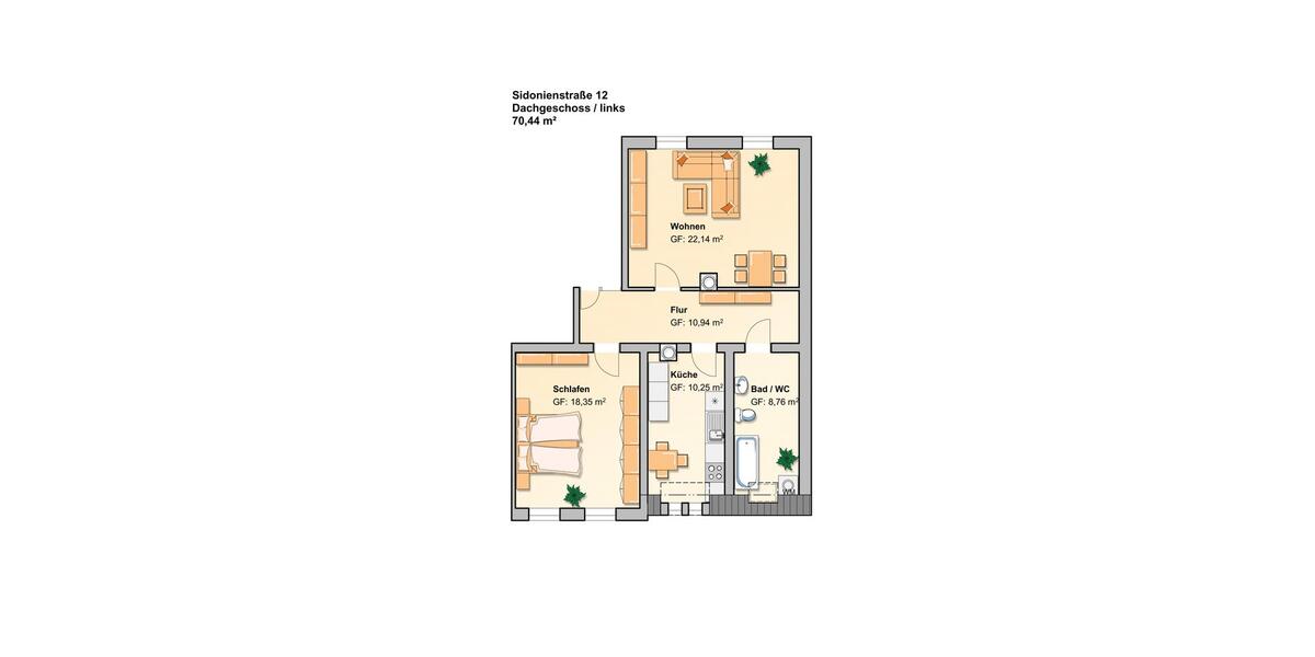 Dachgeschoßwohnung Werdau - 2 Zimmer, 67 m&sup2;, 337&euro; | Angebot:24953425
