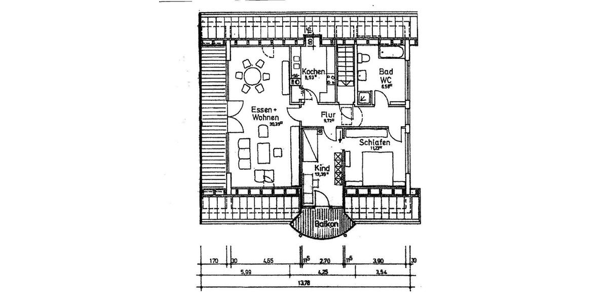 Dachgeschoßwohnung Theres - 3 Zimmer, 90 m&sup2;, 780&euro; | Angebot:25978847