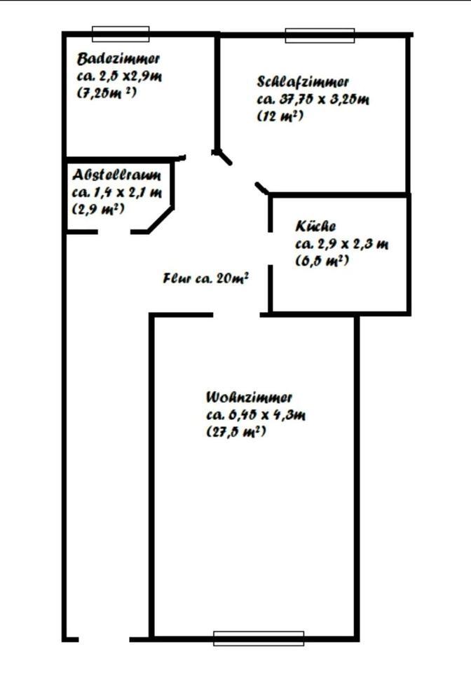 70m² Wohnung mit 2 Zimmern, Küche,Bad und Abstellraum zimmer