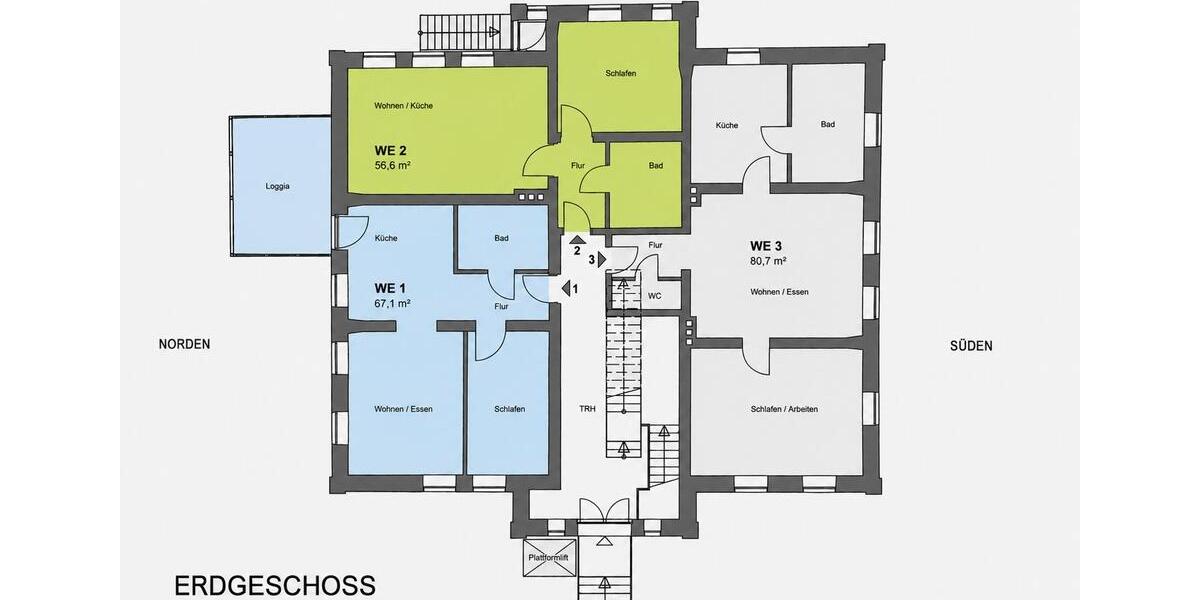 Hochparterre Bruchhausen-Vilsen Vilsen - 1.5 Zimmer, 57 m&sup2;, 860&euro; | Angebot:26647134
