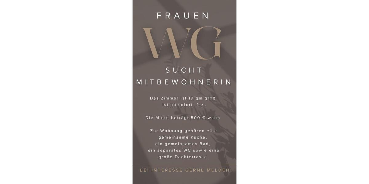 Zimmer in Frauen- WG Frei ab sofort 1 zimmer