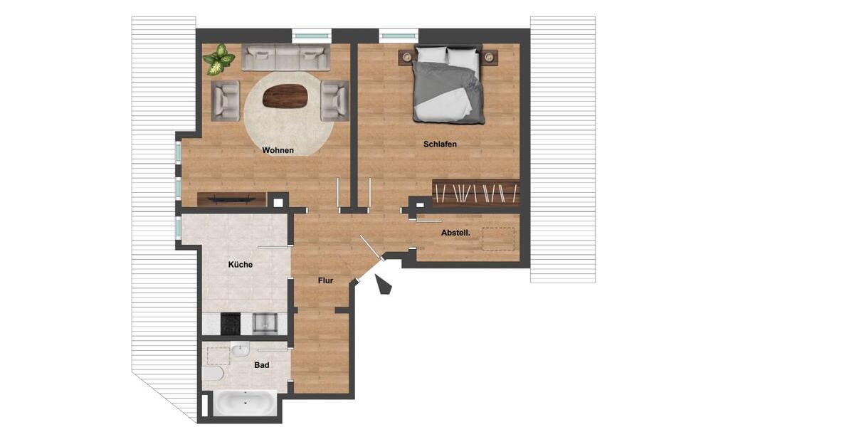 Etagenwohnung Nürnberg Almoshof - 2 Zimmer, 68 m&sup2;, 860&euro; | Angebot:26644981