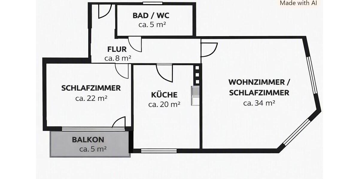 Etagenwohnung Aachen Aachen-Mitte - 2 Zimmer, 89 m&sup2;, 1.200&euro; | Angebot:27626021