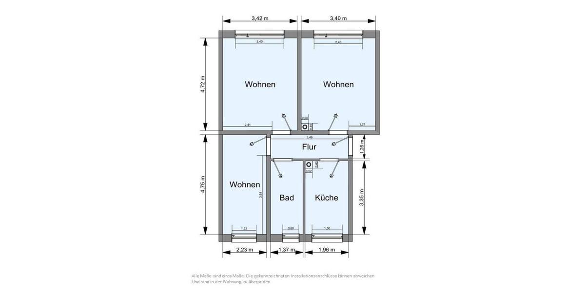 Etagenwohnung Senftenberg - 3 Zimmer, 59 m&sup2;, 592&euro; | Angebot:26364602