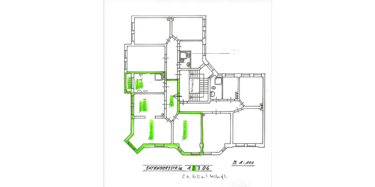 Etagenwohnung Kiel Ravensberg - 2 Zimmer, 60 m&sup2;, 860&euro; | Angebot:25698206