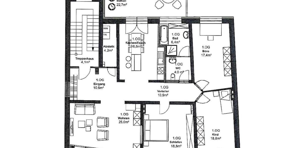 Etagenwohnung Lage - 4 Zimmer, 138 m&sup2;, 1.340&euro; | Angebot:26535346