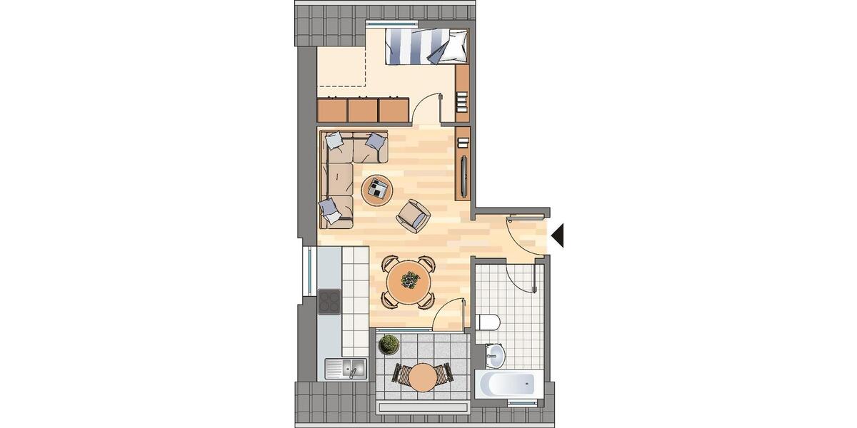 Dachgeschoßwohnung Dortmund Eving - 1 Zimmer, 35 m&sup2;, 194&euro; | Angebot:23871807