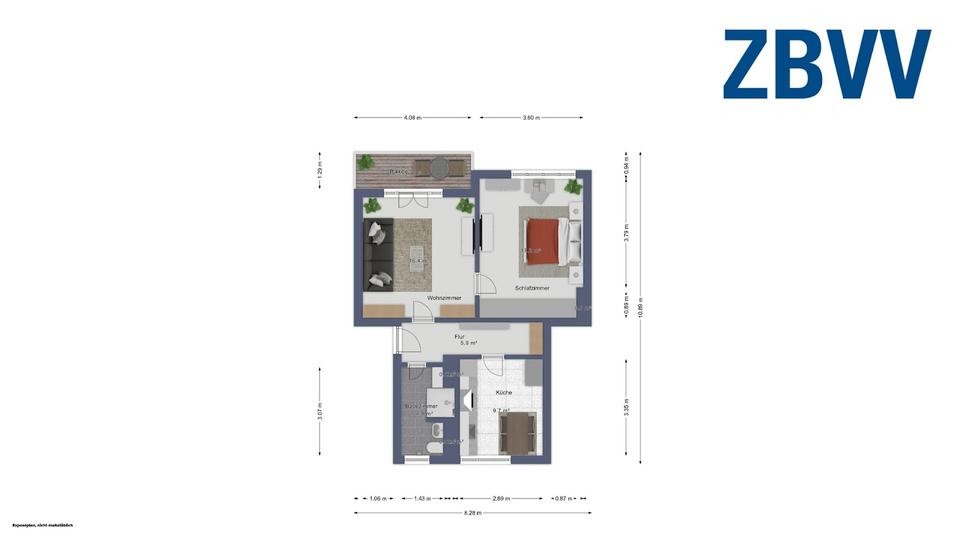 Etagenwohnung Magdeburg Brückfeld - 2 Zimmer, 52 m&sup2;, 359&euro; | Angebot:26636558