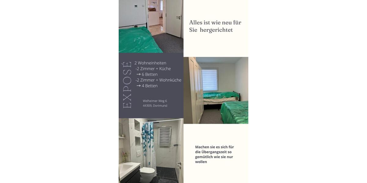 Wohnen auf Zeit Dortmund Brackel - 4 Zimmer, 55 m&sup2;, 18&euro; | Angebot:26183776