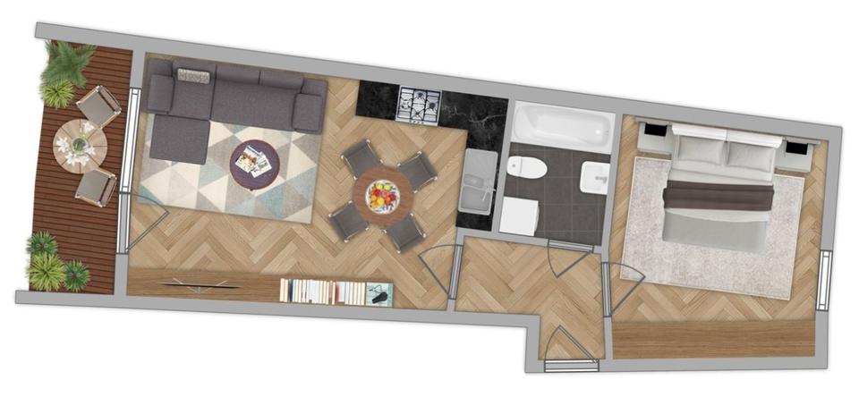 Erdgeschoßwohnung Bad Rappenau - 2.5 Zimmer, 49 m&sup2;, 700&euro; | Angebot:24972509