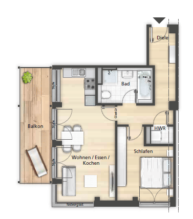 Etagenwohnung Herzogenaurach Welkenbach - 2 Zimmer, 68 m&sup2;, 870&euro; | Angebot:26673690