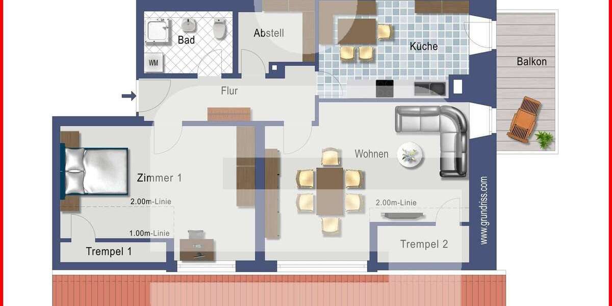 Etagenwohnung Görwihl - 2.5 Zimmer, 92 m&sup2;, 823&euro; | Angebot:22827027