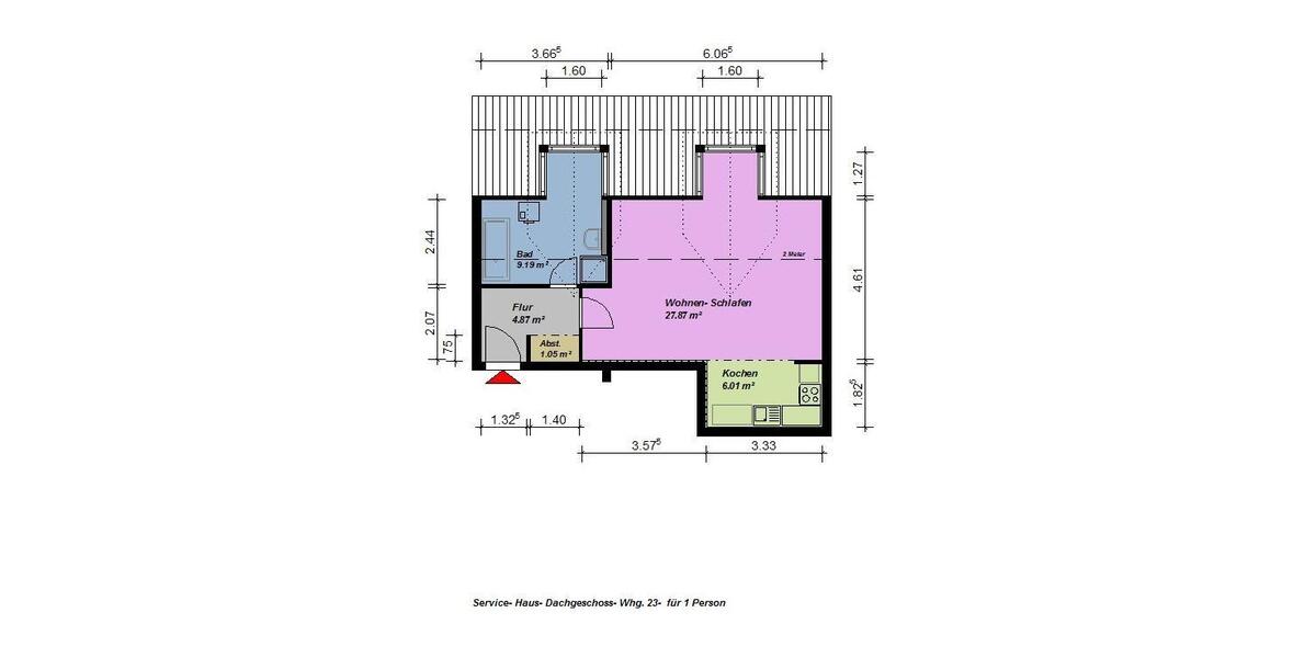 Etagenwohnung Neubrandenburg - 1 Zimmer, 45 m&sup2;, 366&euro; | Angebot:25103004