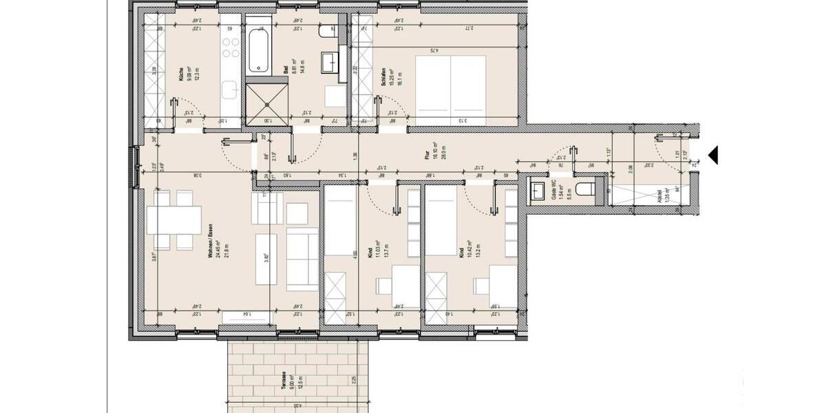 Etagenwohnung Münster Münster-Nord - 4 Zimmer, 103 m&sup2;, 1.400&euro; | Angebot:26546099