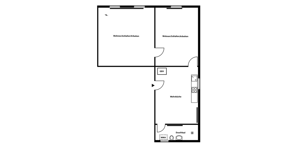 Ideal für Rentner, Single oder Paar: Helle 2Z-Wohnung in Greene 2 zimmer