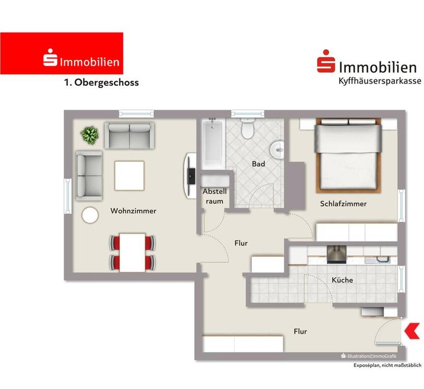 2-Raum-Wohnung im Stadtzentrum zimmer