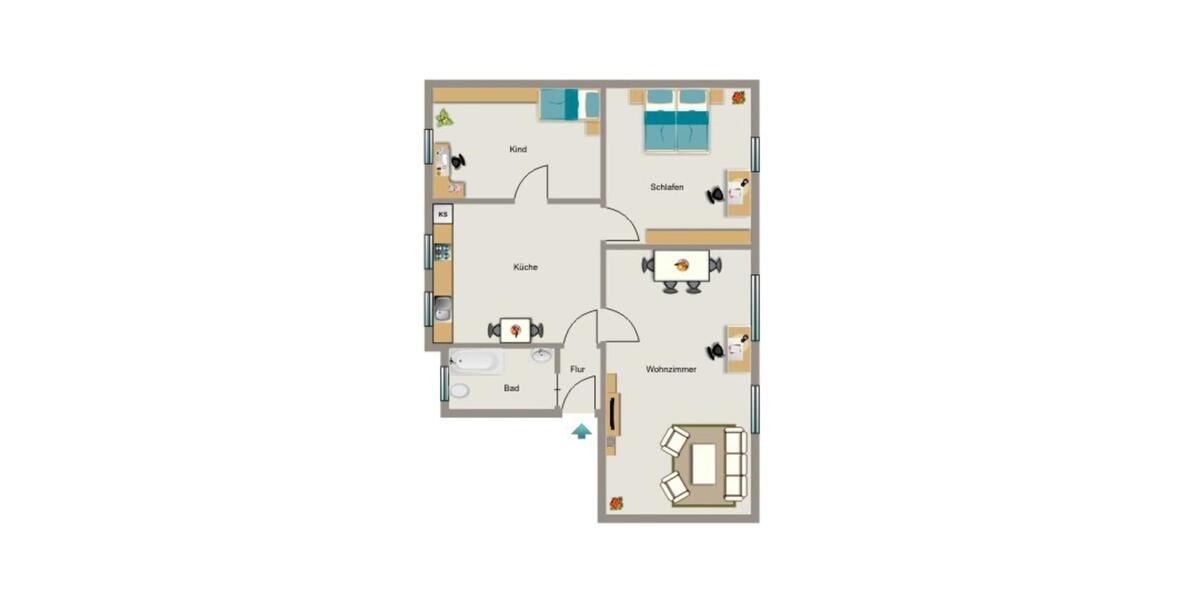 Erdgeschoßwohnung Duisburg Hochheide - 3.5 Zimmer, 68 m&sup2;, 584&euro; | Angebot:26627527