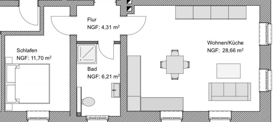 Erdgeschoßwohnung Heideland - 2 Zimmer, 50 m&sup2;, 400&euro; | Angebot:26258237