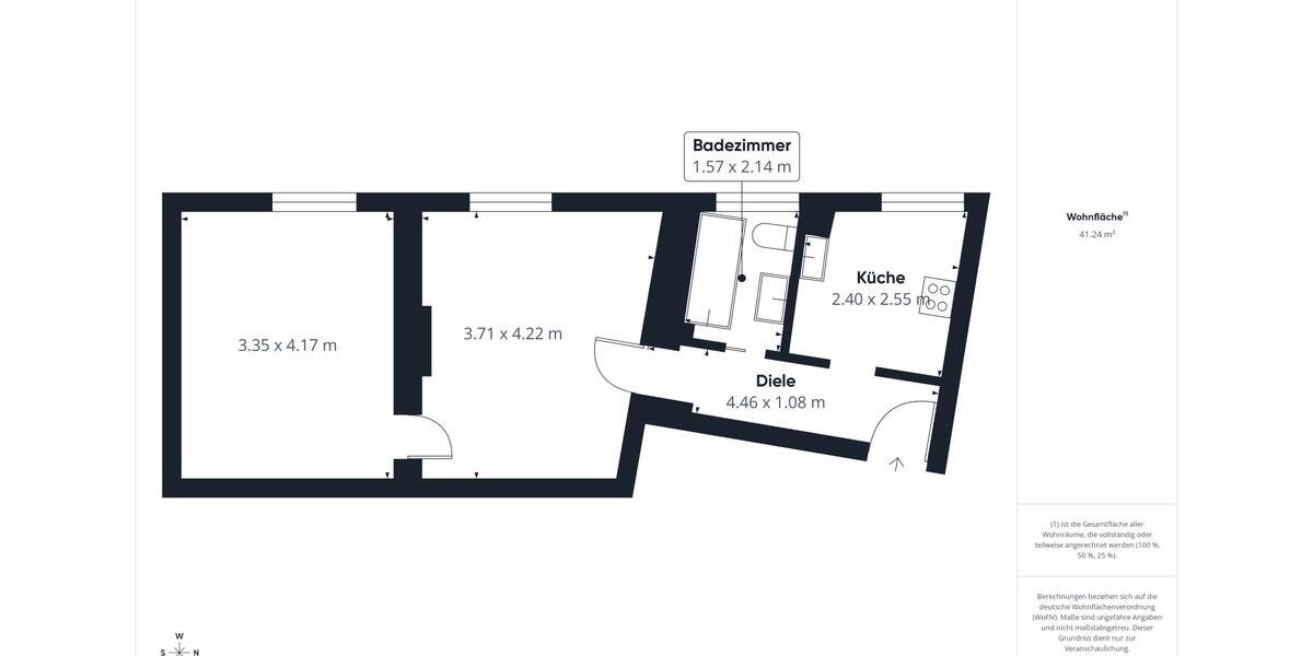 Erdgeschoßwohnung Lübben (Spreewald) - 2 Zimmer, 42 m&sup2;, 420&euro; | Angebot:26278679