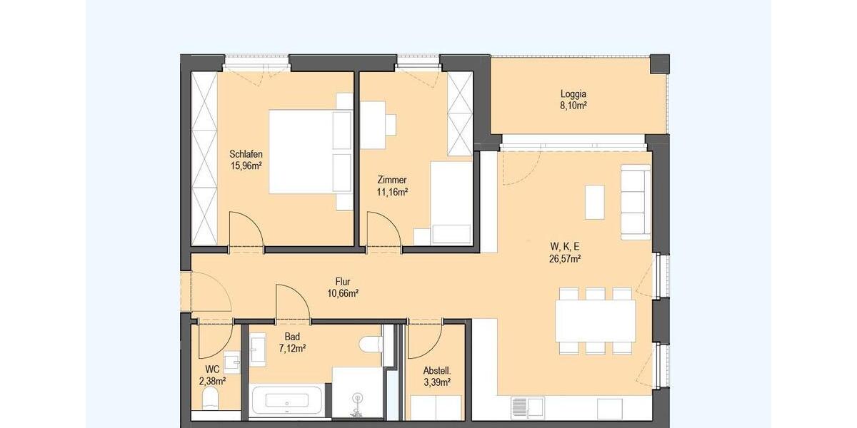Etagenwohnung Mönchengladbach - 3 Zimmer, 81 m&sup2;, 1.396&euro; | Angebot:26536662