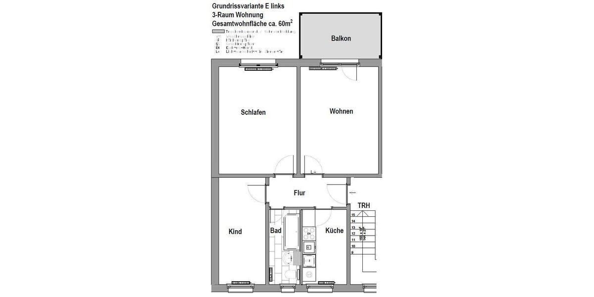 Etagenwohnung Sangerhausen - 3 Zimmer, 62 m&sup2;, 434&euro; | Angebot:26633023