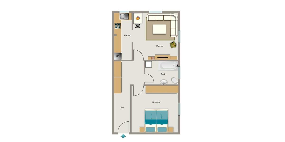 Erdgeschoßwohnung Krefeld Gartenstadt - 2.5 Zimmer, 51 m&sup2;, 449&euro; | Angebot:26139291