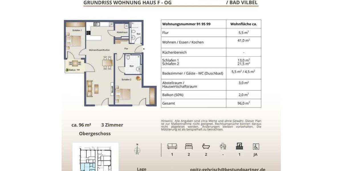 Etagenwohnung Bad Vilbel - 1 Zimmer, 39 m&sup2;, 857&euro; | Angebot:23845644