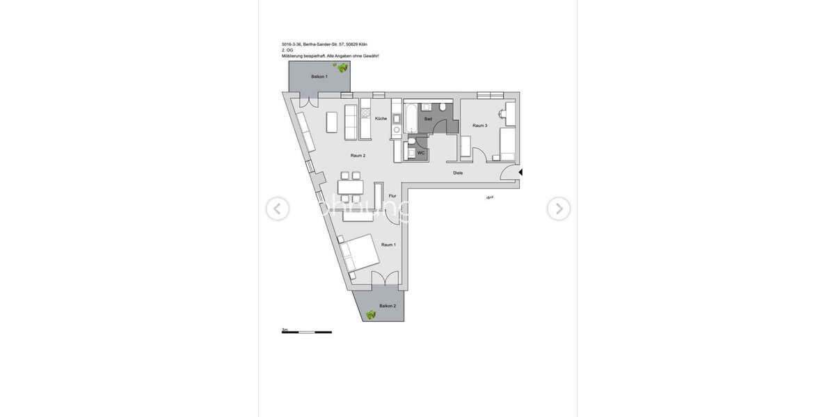 Etagenwohnung Köln - 3 Zimmer, 93 m&sup2;, 1.268&euro; | Angebot:26133811
