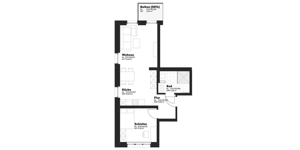 Etagenwohnung Münster Münster-Südost - 2 Zimmer, 54 m&sup2;, 990&euro; | Angebot:26130714