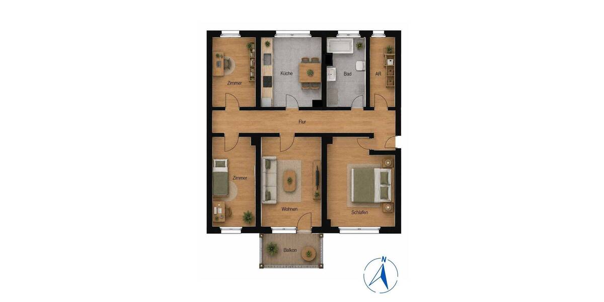 Etagenwohnung Kitzscher Dittmannsdorf - 4 Zimmer, 81 m&sup2;, 733&euro; | Angebot:26741031