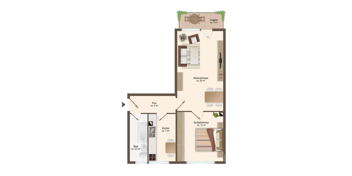Etagenwohnung Neustadt in Sachsen - 2 Zimmer, 49 m&sup2;, 348&euro; | Angebot:26267941