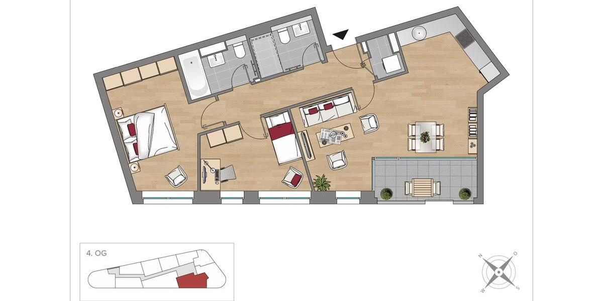 Dachgeschoßwohnung Leipzig Mitte - 3 Zimmer, 77 m&sup2;, 1.385&euro; | Angebot:26677010