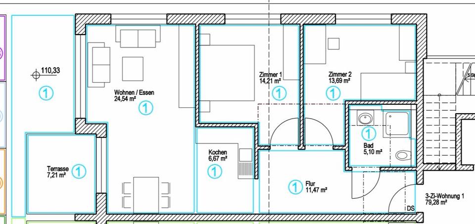 Erdgeschoßwohnung Gernsbach - 3 Zimmer, 83 m&sup2;, 1.485&euro; | Angebot:26097397