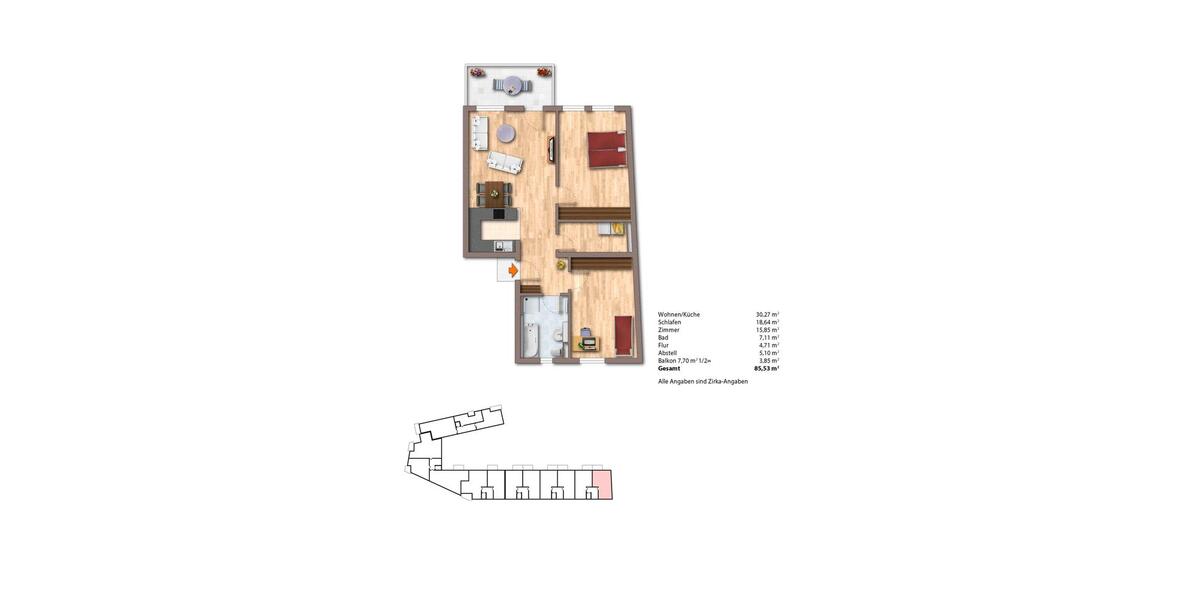 Etagenwohnung Magdeburg Alte Neustadt - 3 Zimmer, 85 m&sup2;, 930&euro; | Angebot:26232285