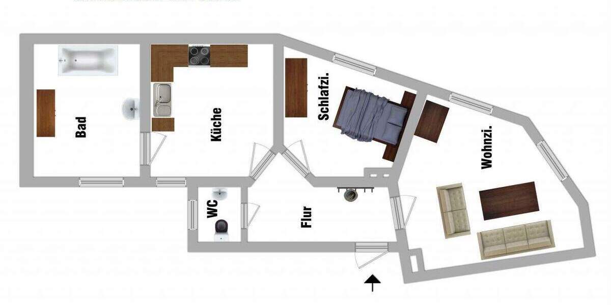 Etagenwohnung Fulda Nordend - 2 Zimmer, 58 m&sup2;, 620&euro; | Angebot:25670093