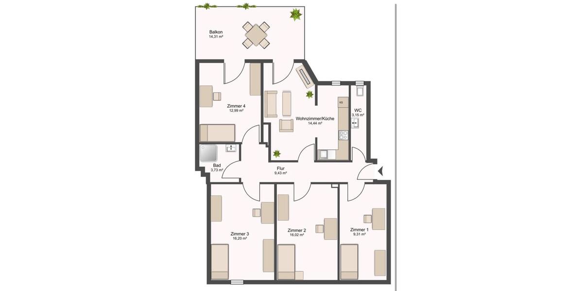 Wohnen auf Zeit Nürnberg Herrnhütte - 1 Zimmer, 18 m&sup2;, 570&euro; | Angebot:25627686