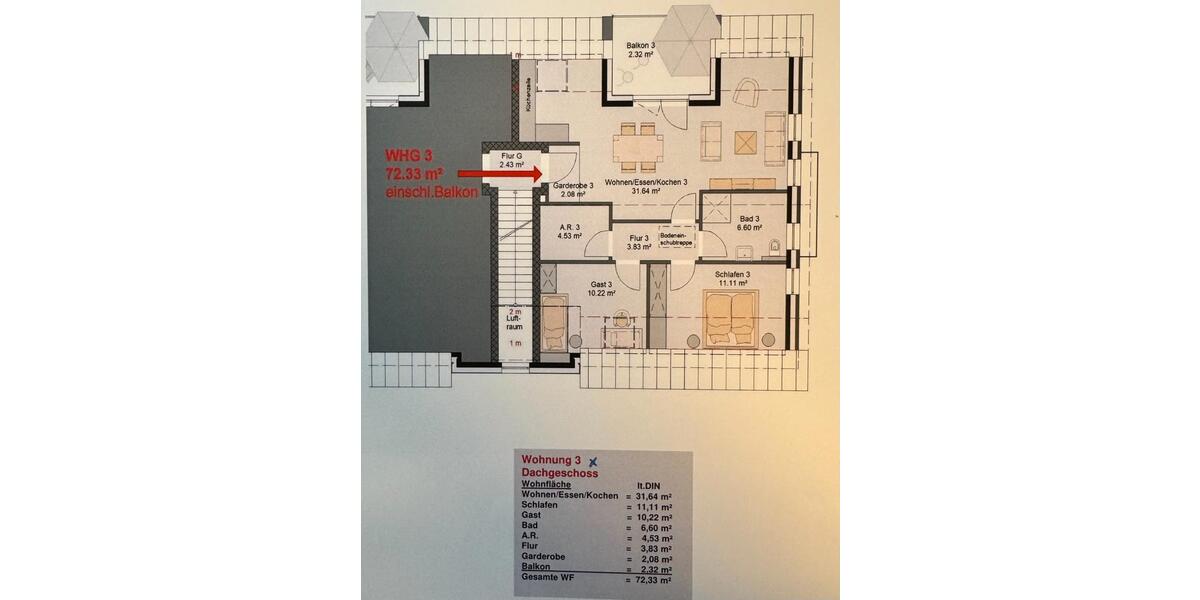 Dachgeschoßwohnung Spelle - 5 Zimmer, 72 m&sup2;, 870&euro; | Angebot:26303394