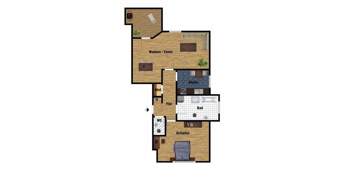 Dachgeschoßwohnung Westerstede - 2 Zimmer, 72 m&sup2;, 540&euro; | Angebot:26494795