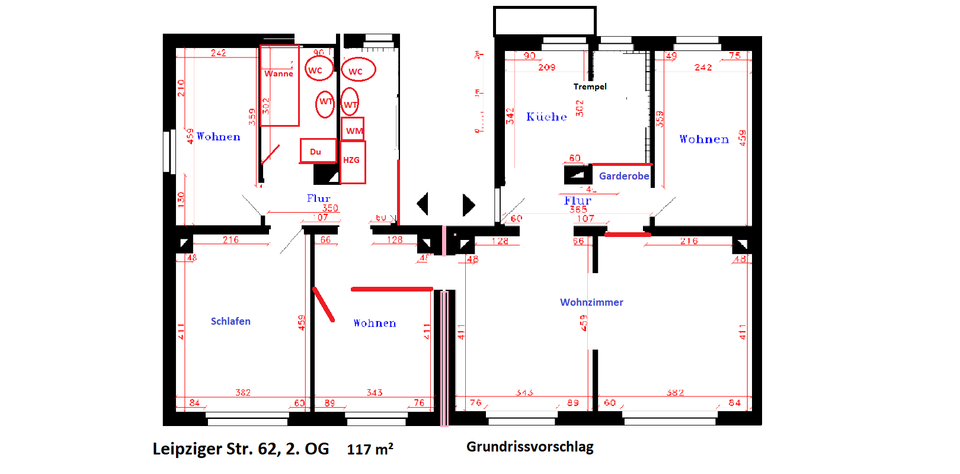 Etagenwohnung Penig - 5 Zimmer, 117 m&sup2;, 870&euro; | Angebot:19403551