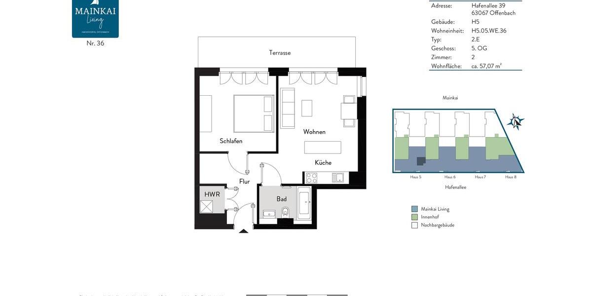 Einfamilienhaus Offenbach am Main Hafen - 2 Zimmer, 57 m&sup2;, 1.125&euro; | Angebot:24803859