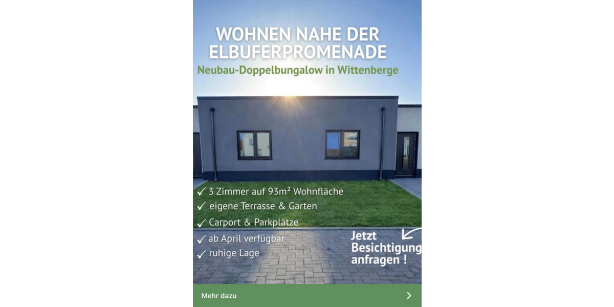Doppelhaushälfte Wittenberge - 3 Zimmer, 93 m&sup2;, 1.200&euro; | Angebot:25118783