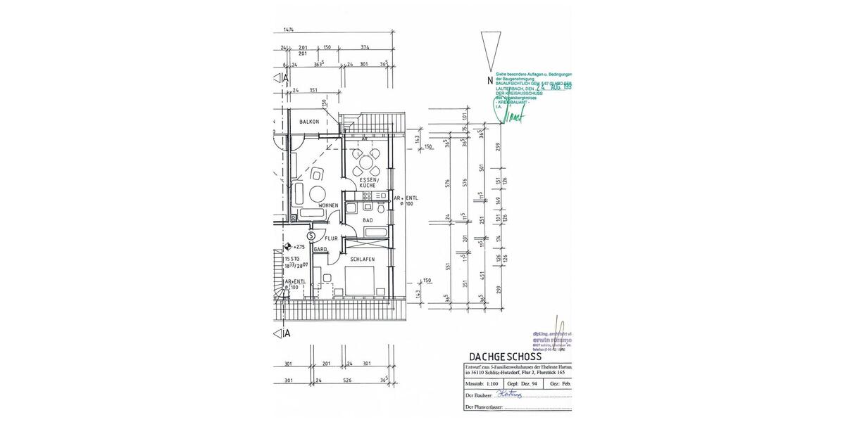 Dachgeschoßwohnung Schlitz - 2 Zimmer, 60 m&sup2;, 500&euro; | Angebot:26018268