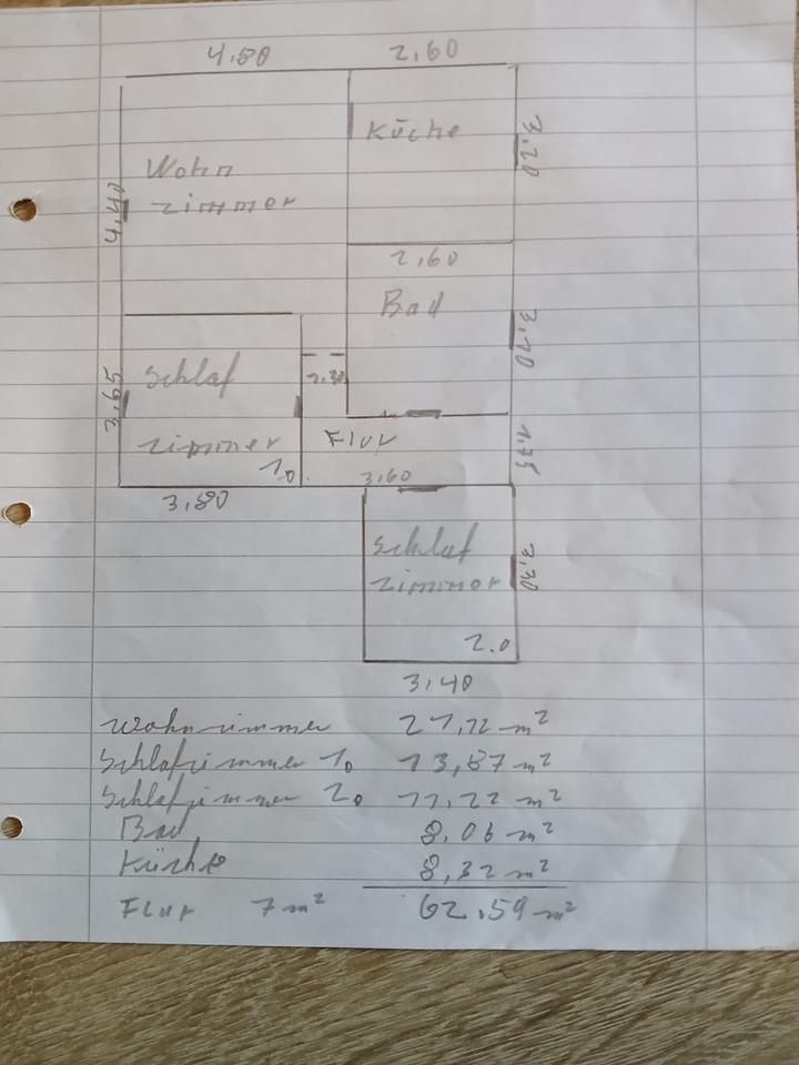 Gemütliche 3 Zimmer Wohnung mit Terrasse ca 62 Quadratmeter