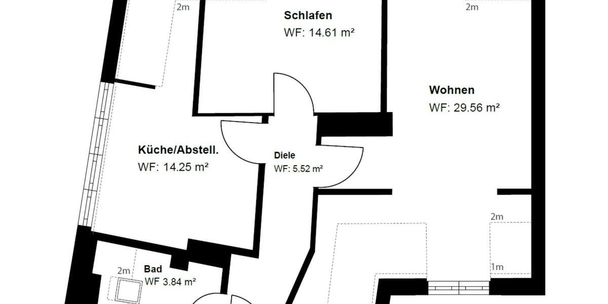 Dachgeschoßwohnung Neuss - 2.5 Zimmer, 67 m&sup2;, 1.150&euro; | Angebot:24693714