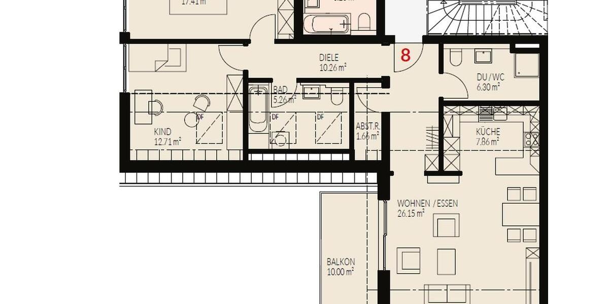 Dachgeschoßwohnung Binzen - 3 Zimmer, 96 m&sup2;, 1.550&euro; | Angebot:26591794
