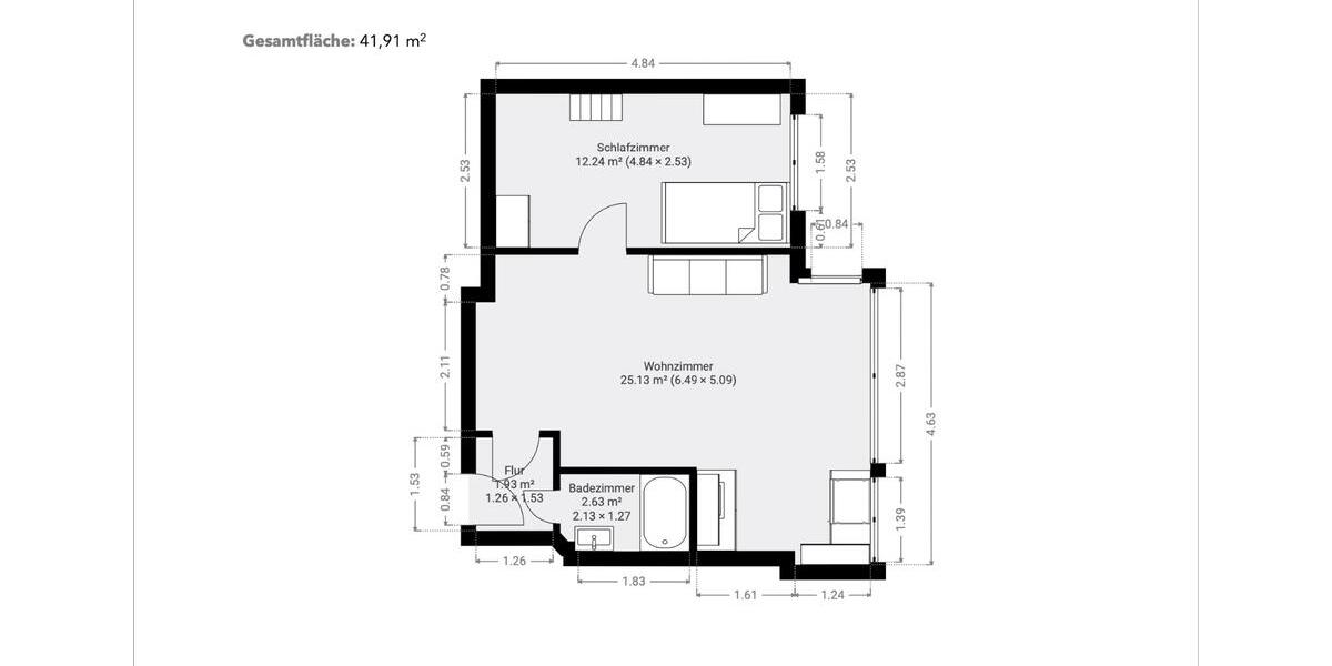 Etagenwohnung Kiel Blücherplatz - 2 Zimmer, 42 m&sup2;, 820&euro; | Angebot:26536013