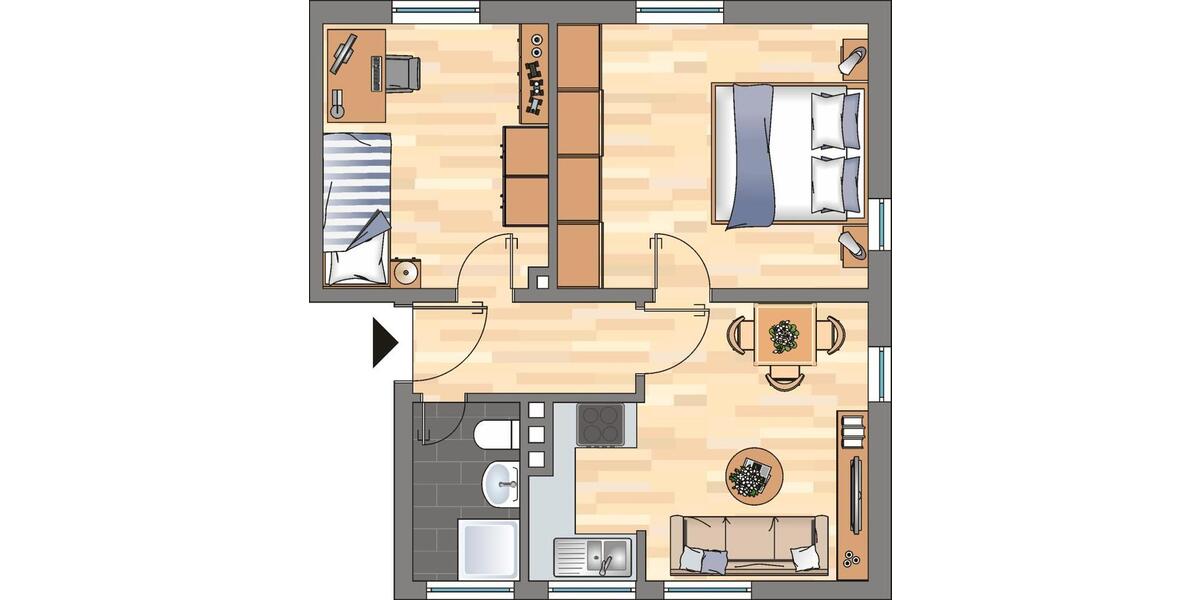 Erdgeschoßwohnung Bergkamen - 2.5 Zimmer, 49 m&sup2;, 389&euro; | Angebot:25125230