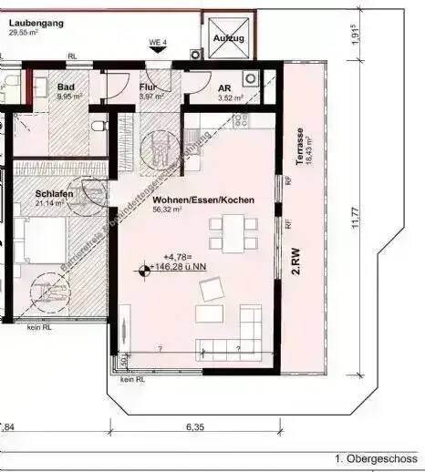 Etagenwohnung Trier Innenstadt - 2 Zimmer, 97 m&sup2;, 1.330&euro; | Angebot:26106695