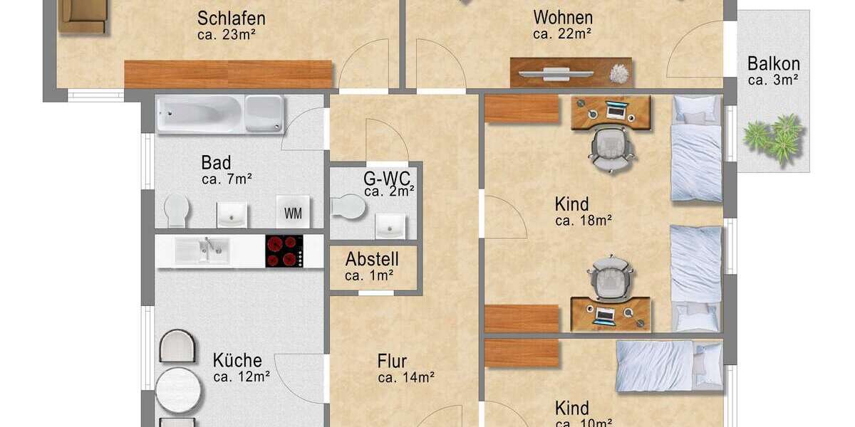 ruhige 4 Zimmer-Wohnung im Hinterhaus ***frisch renoviert*** mit Balkon 4 zimmer