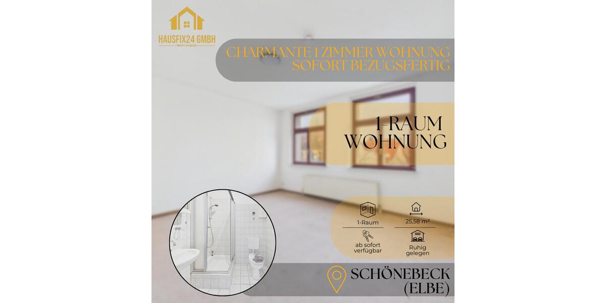 Etagenwohnung Schönebeck (Elbe) - 1 Zimmer, 26 m&sup2;, 275&euro; | Angebot:26212580